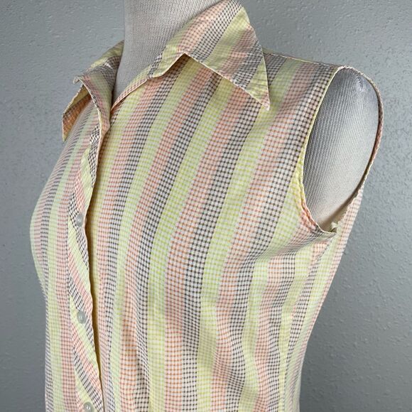 Vintage 70’s Permanent Press Sleeveless Button Down Shirt Size 34 EUC - Picture 3 of 5